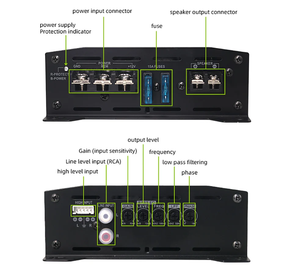 Car Sound Amplifier Class D Subwoofer Audio Processors